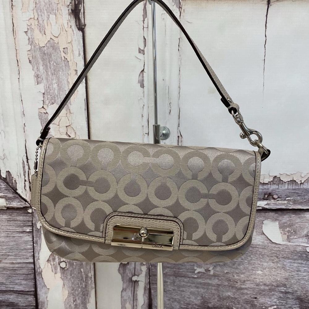 Coach Kristen Taupe Signature Wristlet/Mini Bag